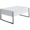 MENZZO Table basse Sibylle L90xH40cm Bois Blanc et Métal Argent
