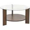 - Table basse ronde en verre Clara noyer, verre transparent