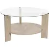 - Table basse ronde en verre Clara travertine, verre transparent