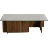 MENZZO Table basse design Azar L105cm Bois foncé et Verre Transparent