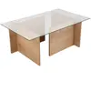 CALICOSY Table basse avec plateau en verre l105 cm - noah