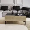 Homitis - Table basse Mia travertin/anthracite - 91,8x38,6x45 cm OS