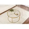 Table basse ronde en métal et verre aurum doré