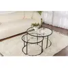 Ensemble de 2 tables gigognes rondes en métal et verre Auruma