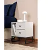 NORTIA DESIGN Table de chevet - MENZZO - Franko - 2 tiroirs - Bois Gris - Métal Noir