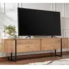 Homitis Meuble tv moderne 2 portes basculantes Domenica L180cm Bois foncé et Noir