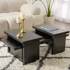 Hanah Home Ensemble table basse et 2 bouts de canapés gigognes Bernin Bois Noir TU