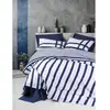 Parure de lit coton ranforcé géométrique - Bleu foncé
