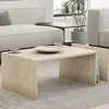 MULTIMARQUES Table basse - 86,8 cm X 50 cm X 32,4 cm - Beige Travertin -  MEMO