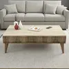 Homitis - Table basse Milan noyer/travertin - 105x35x60 cm OS