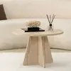 MENZZO Table basse design Fungi D60cm Effet travertin Beige