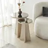 Homitis - Ensemble de 2 tables d'appoint Luna travertin - 40x50 cm OS