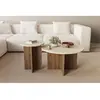 Table Basse, Table De Salon, Table D'Appoint Set Travertine Noyer