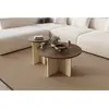 Homitis - Ensemble de 2 tables basses Privé noyer/travertin - 70x40x70...