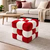 Atelier del Sofa - Pouf Patchwork rouge, blanc - 42x42x42 cm OS