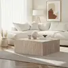 Table Basse Carrée 90x90x35 Cm Décor Travertin