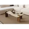 Homitis - Table basse Leapiri travertin/noyer - 120x35x60 cm OS
