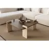 Homitis - Table basse Afrolli noyer/travertin - 90x35x90 cm OS