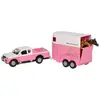 Van Manen Kids Globe Die Cast tirer Mitsubishi avec remorque à chevaux