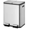 EKO - EcoCasa 1 Poubelle à pédale 30+30 litres - Acier inoxydable - Acier inoxydable mat