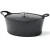 Cuisinox Volcan - Cocotte ovale 29cm fonte de fer émaillée noire avec couvercle