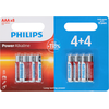 Lot de 8 piles Philips Power Alkaline AAA LR03 1 pack de 4+4