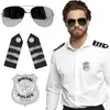 Boland kit déguisement policier lunettes badge épaulettes - - noir - 33204