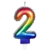 BOUGIE balloon multicolore avec mèche, chiffre 2