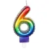 BOUGIE balloon multicolore avec mèche, chiffre 6