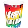 Lot 10 Gobelets Papier Anniversaire Arc-en-ciel   Happy Birthday 25 cl