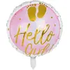 Boland 53240   Ballon gonflable Hello Girl, diamètre 45 cm, à gonfler, ballon à hélium, fête prénatale, naissance, fille, cadeau, décoration