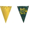 Guirlande fanions "Boy or Girl" noir et or 