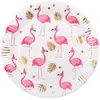 Sachet de 10 assiettes Flamants Roses, rose et or 23 cm