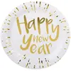 10 ASSIETTES CARTON HAPPY NEW YEAR Ø23CM BLANC OR