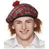 bêret ecossais rouge avec cheveux - boland 81223