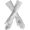 Gants de fête satin Argent, 40 cm
