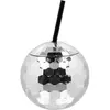 gobelet boule disco avec paille 650ml argent - boland 00717