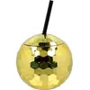 gobelet boule disco avec paille 650ml or - boland 00718