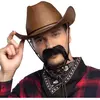 Moustache de Cow Boy auto-adhésive - BOLAND - Blanc/Brun - Accessoire pour tenue de cow boy