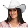 chapeau cowboy blanc strass sequins argent femme - boland 01437