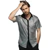Boland - Chemise Disco, Argent, Chemise Disco Diamant, chemise homme manches courtes, chemise pour homme, top, chemise de soirée pour carnaval ou soirée déguisée