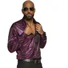 Boland - Disco Shirt Funky, pour homme, violet, chemise, top, tissu brillant, fête, fête à thème, carnaval