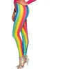 Boland - Leggings arc-en-ciel, pour femmes, stretch, rayures multicolores, près du corps, clown, flower power, costume, carnaval, soirée déguisée