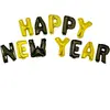 Set de ballon aluminium 40 cm Happy New Year Or et noir