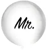 Ballon wit 80 cm bedrukt "Mr"