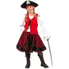 Funny Fashion Déguisement Pirate Fille - Rouge & Noir - Taille 140cm - Costume 4 Pièces
