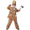 Funny Fashion Déguisement Indien Pow Wow - Tunique et pantalon de garçon en daim - Taille 128cm - Marron