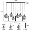 Steinhauer Suspension Bollique, noir, 9 lampes long, verre, métal