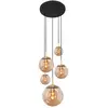 Steinhauer Suspension en verre Glsabol, laiton, à 5 lampes