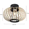 Anne Light Plafonnier Bloeba, noir, tiges de bambou, Ø 31 cm